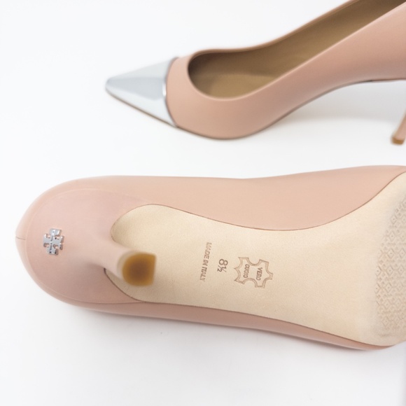Tory Burch Penelope Cap Toe Pumps Two Tone Pink Silver Heels Womens 8.5 NEW - Picture 8 of 8